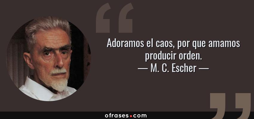 Frases de M. C. Escher - Adoramos el caos, por que amamos producir orden.