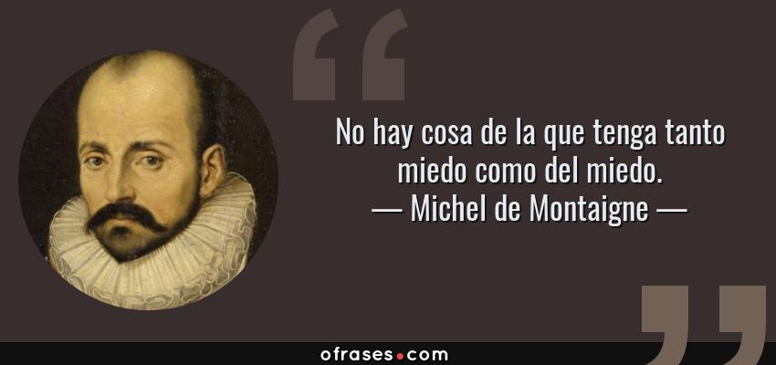 Frases de Michel de Montaigne - No hay cosa de la que tenga tanto miedo como del miedo.