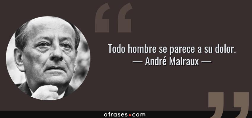 Frases de André Malraux - Todo hombre se parece a su dolor.