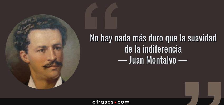 Frases de Juan Montalvo - No hay nada más duro que la suavidad de la indiferencia