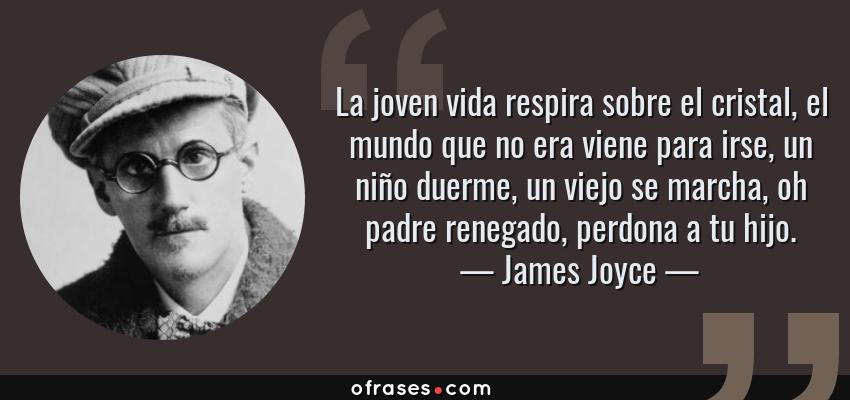 Frases de James Joyce - La joven vida respira sobre el cristal, el mundo que no era viene para irse, un niño duerme, un viejo se marcha, oh padre renegado, perdona a tu hijo.
