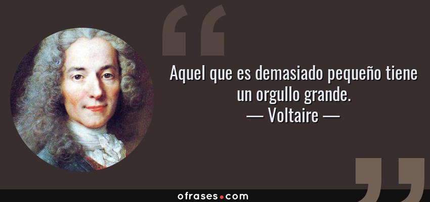 Frases de Voltaire - Aquel que es demasiado pequeño tiene un orgullo grande.
