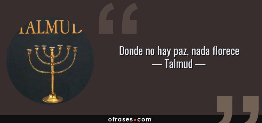 Frases de Talmud - Donde no hay paz, nada florece