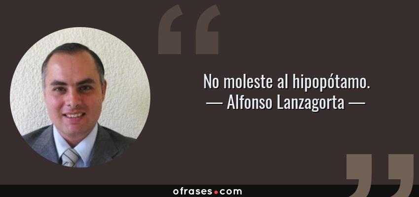 Frases de Alfonso Lanzagorta - No moleste al hipopótamo.