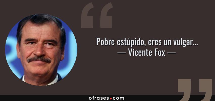 Frases de Vicente Fox - Pobre estúpido, eres un vulgar...