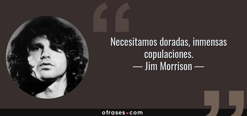 Frases de Jim Morrison - Necesitamos doradas, inmensas copulaciones.